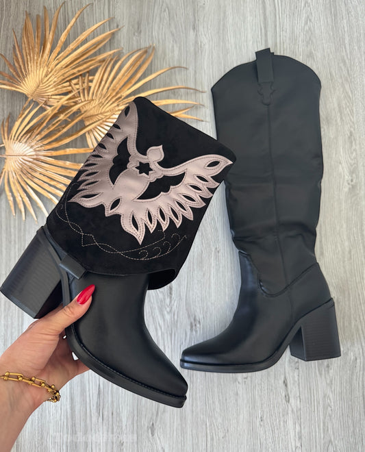 Bota Texana 2 en 1 Negra