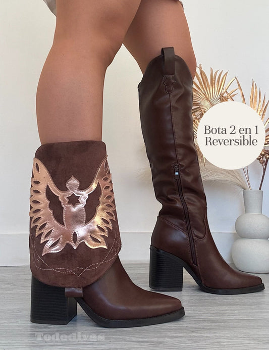 Bota Texana 2 en 1 Café